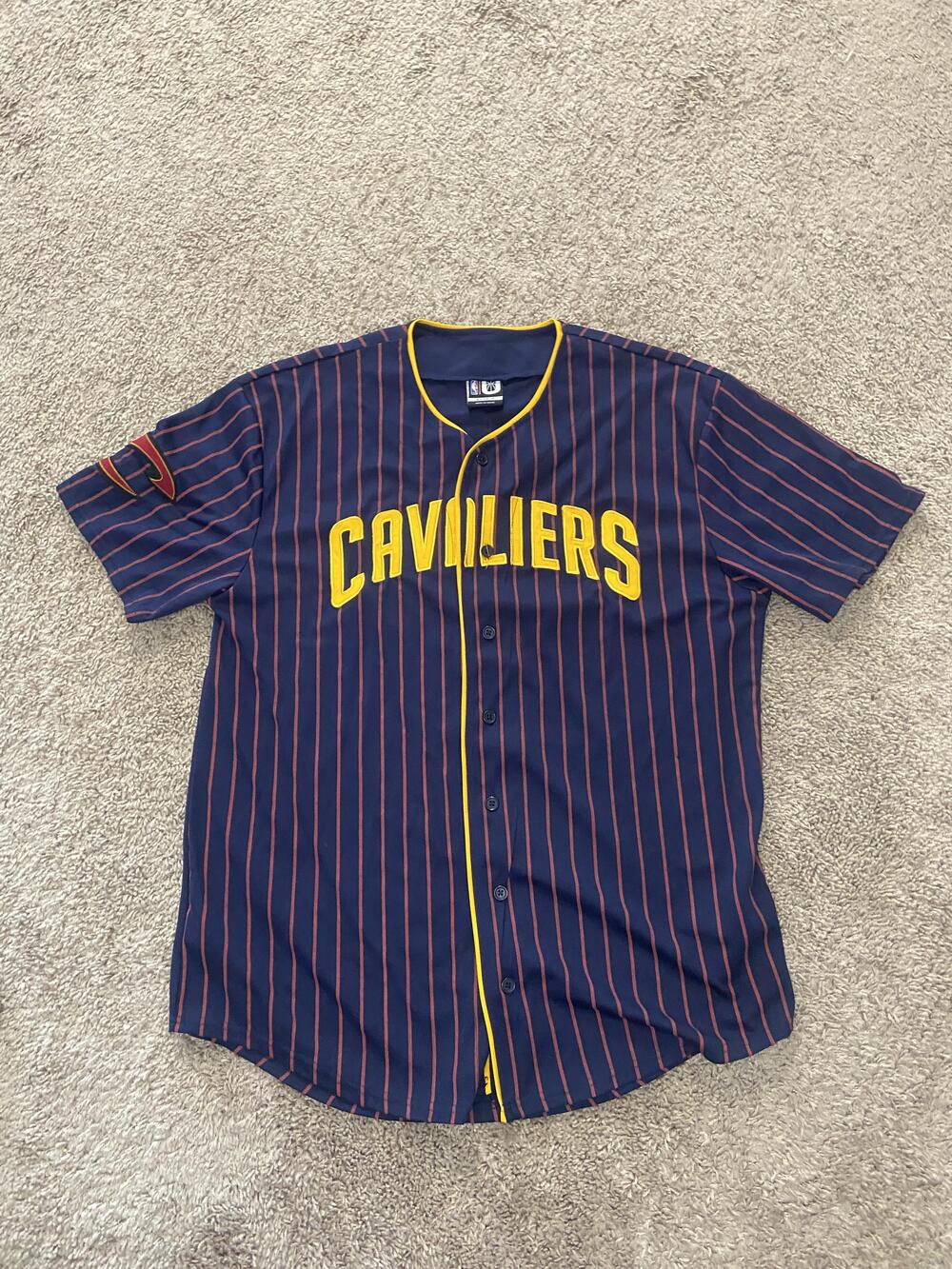 Cleveland Cavaliers Jersey Mens XL Blue Gold NBA Basketball UNK Button Front